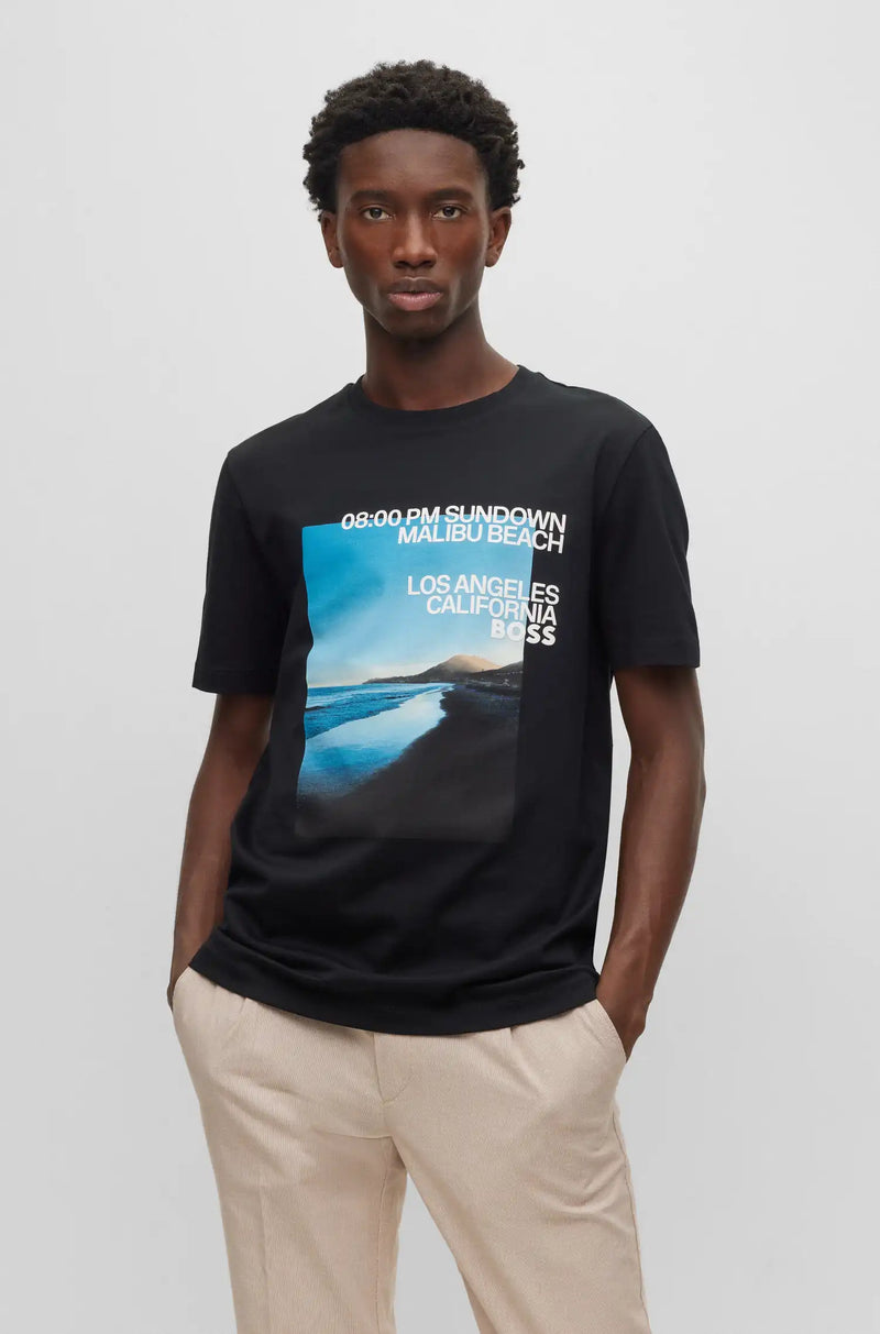 T-shirt BOSS Tiburt Imprimé Noir