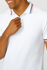 Polo SUNDEK Brice avec détails tricolores White