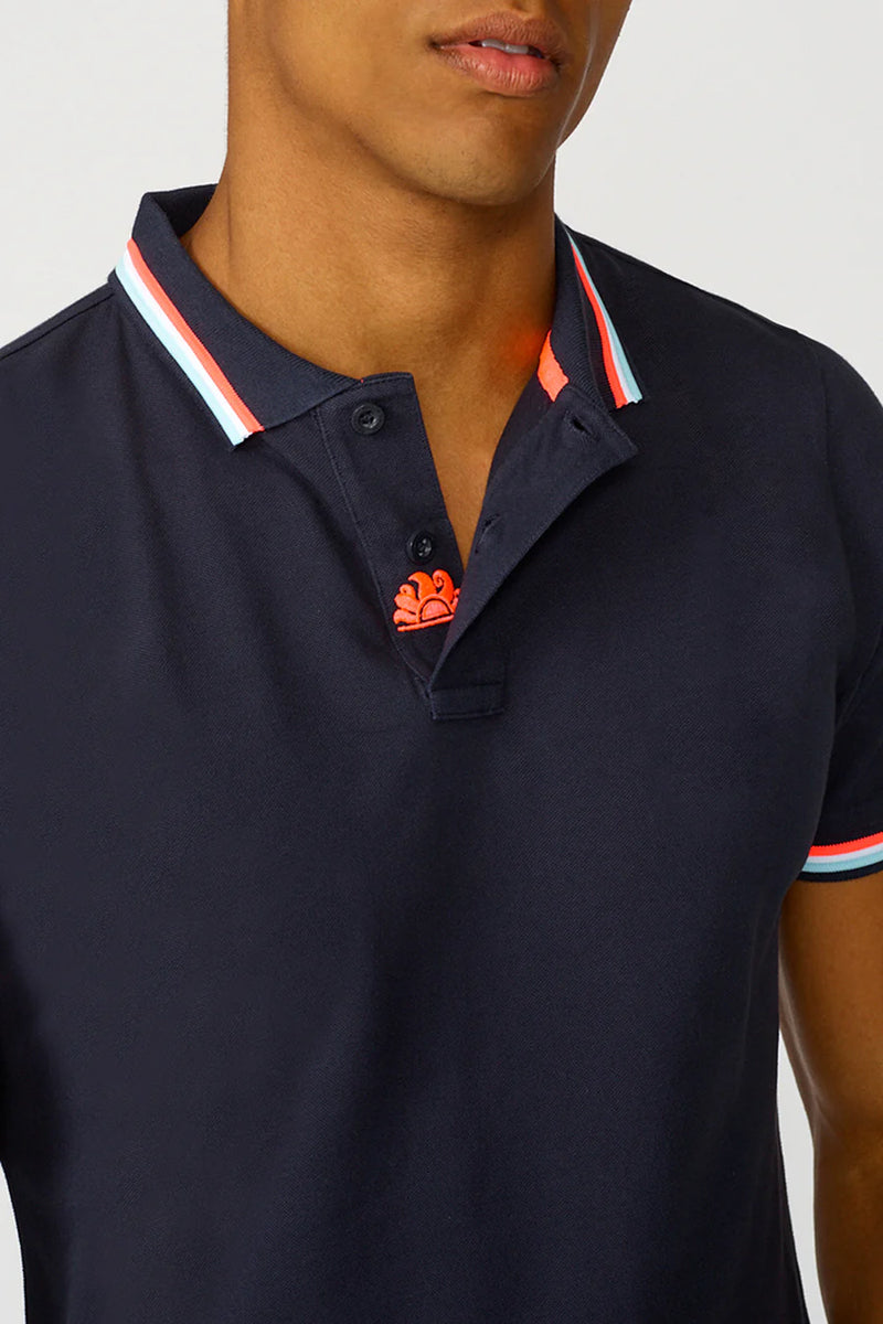 Polo SUNDEK Brice avec détails tricolores Navy